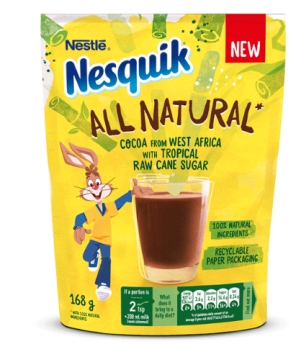 Nesquik in recyclable paper pouch