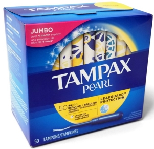 Tampax Pearl carton with virtual window