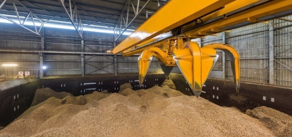 biomass crane handling wood waste