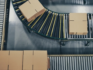 corrugated sheets on conveyor